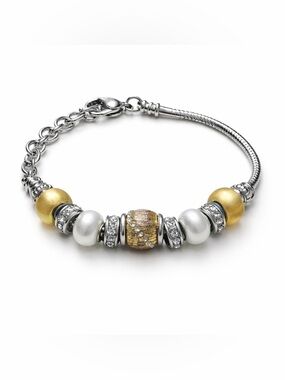 Elegant Silver and Gold Beaded Bracelet